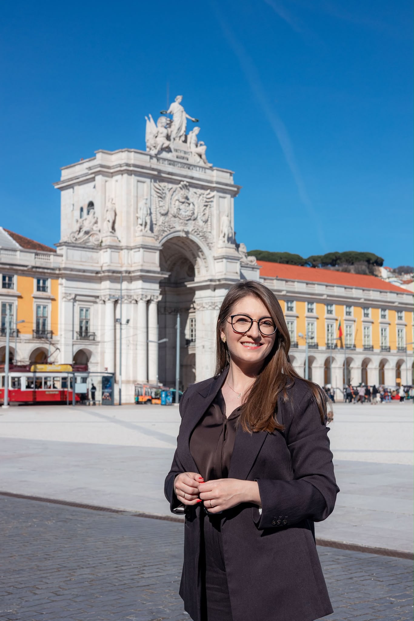 Júnia Bassan na Praça do Comércio, em Lisboa